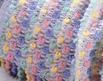 Vintage Crochet Pattern Cascading Curls Pastel Elegant Lacy Baby Afghan Blanket PDF Instant Digital Download Curl Fringe Trim