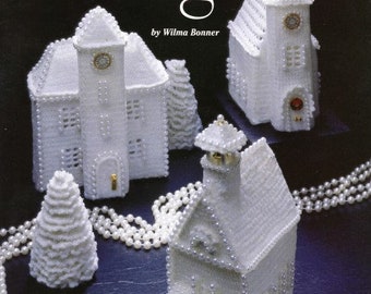 Victorian Christmas Village Crochet Pattern Book Leaflet 3-Dimensional Stand Alone Vintage PDF Instant Digital Download Holiday Decorations