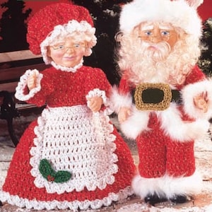Vintage Christmas Crochet Pattern Leaflet Mr. & Mrs. Santa Claus Classic 14&quot; Doll Pattern PDF Instant Digital Download