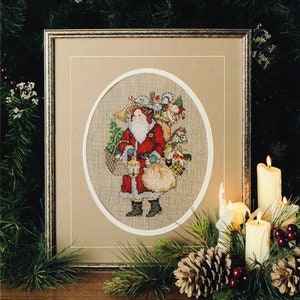 Vintage Christmas Cross Stitch Pattern Olde Santa Claus 16X20 Framed Picture Art PDF Pattern INSTANT Digital DOWNLOAD