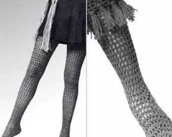 Vintage Crochet Pattern Mesh Net Knee Socks and Thigh High Stockings  PDF Instant Digital Printable Download