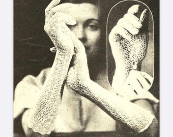 Vintage Crochet Pattern from 1935 Long Lacey Dress Gloves PDF Digital Pattern Instand Download Lacy Opera Gloves