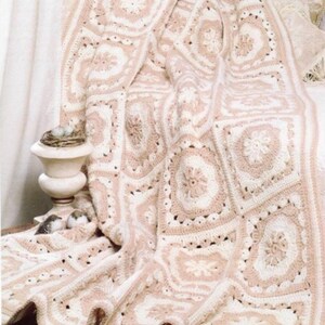 Vintage Crochet Pattern Checkerboard Floral Granny Square Afghan Motif Throw Blanket  PDF Instant Digital Download