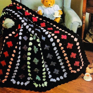 Vintage Afghan Crochet Pattern Timeless Granny's Delight Colorful Granny Square Motif Throw Blanket  PDF Instant Digital Download