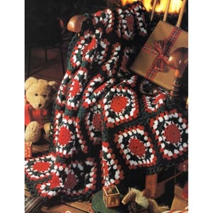 Easy Vintage Crochet Pattern Christmas Granny Square Afghan Holiday Motif Afghan Throw PDF Instant Digital Download