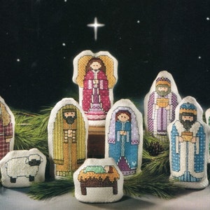 Vintage Cross Stitch Pattern Folk Art Nativity Figures Holy Family PDF Pattern INSTANT Digital DOWNLOAD Baby Jesus Manger 3 Wise Men