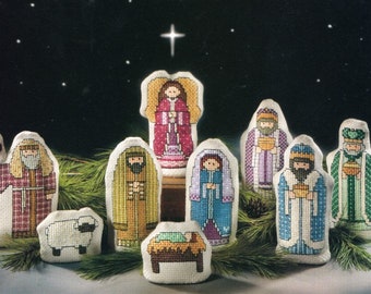 Vintage Cross Stitch Pattern Folk Art Nativity Figures Holy Family PDF Pattern INSTANT Digital DOWNLOAD Baby Jesus Manger 3 Wise Men