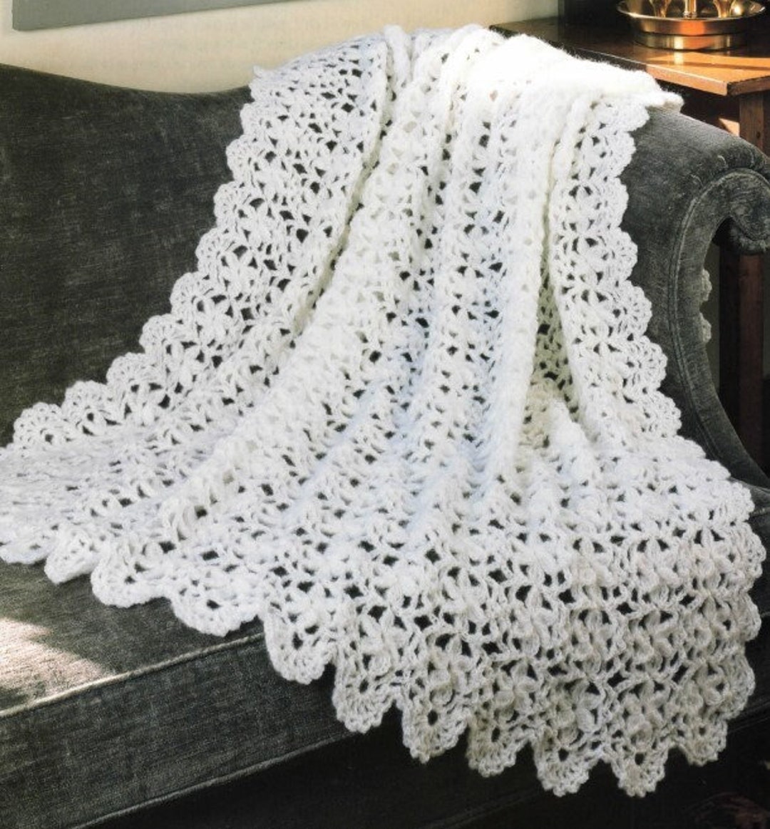 Vintage Crochet Pattern Snow Glories Lacy Afghan Blanket Throw PDF ...