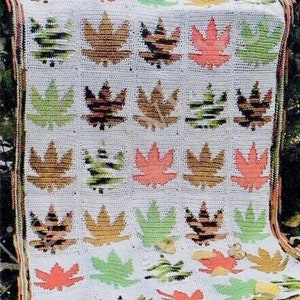 Vintage Crochet Pattern Maple Leaf Fall Afghan Throw Motif Blanket  PDF Instant Digital Download