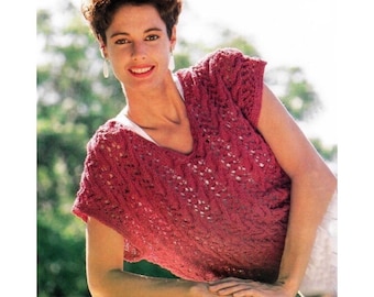 Vintage Crochet Pattern Lacy Pullover Summer Sweater Top Open Weave PDF Instant Digital Download