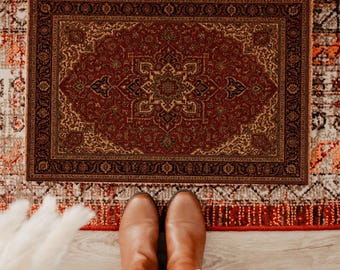 Vintage Persian Style Doormat, Boho Entryway Mat, Non Slip Door Mat, Indoor Outdoor Welcome Mat, Oriental Pattern Doormat, Housewarming Gift