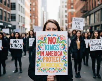 Protect Democracy Protest Poster, No Kings rally day Protests Sign, Anti-Trump, Political Activist Poster, Rally Sign, Resist Fascism Poster