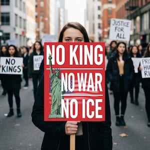 No King War No ICE Protest Sign: Durable Corrugated Plastic