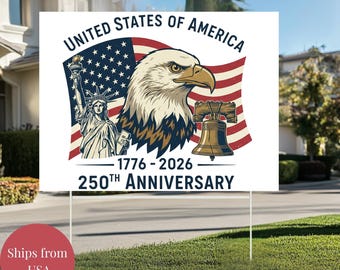 America 250 Yard Sign | 1776–2026 Patriotic Lawn Decor | USA 250th Anniversary Sign | 4th of July Outdoor Yard Sign | Semiquincentennia