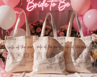 Bolsos personalizados para la despedida de soltera "Wife of the Party", regalo para propuesta de dama de honor, camiseta personalizada Comfort Colors para prepararse para la fiesta nupcial.