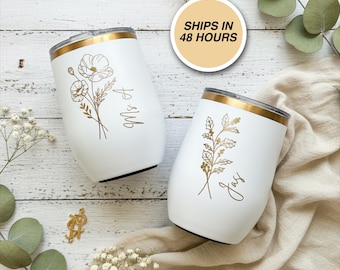 Engrave ANYTHING Wine Tumbler 12oz Custom Text Name Laser Engraved Logo Personalized Customized Photo Birthday Girls Trip Bachelorette Gift