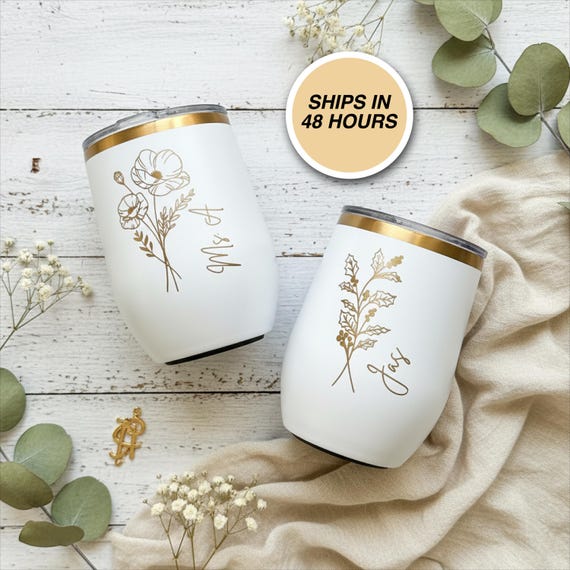 Engrave ANYTHING Wine Tumbler 12oz Custom Text Name Laser Engraved Logo Personalized Customized Photo Birthday Girls Trip Bachelorette Gift