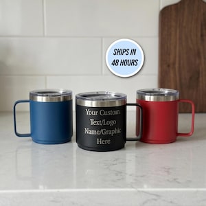 Engrave ANYTHING On Coffee Mug Tumbler 10oz 14oz Custom Name Laser Engraved Logo Personalized Customized Photo Camping Fishing Gift