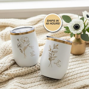 Engrave ANYTHING Wine Tumbler 12oz Custom Text Name Laser Engraved Logo Personalized Customized Photo Birthday Girls Trip Bachelorette Gift