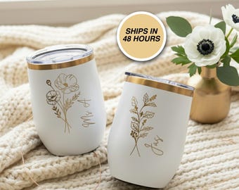 Engrave ANYTHING Wine Tumbler 12oz Custom Text Name Laser Engraved Logo Personalized Customized Photo Birthday Girls Trip Bachelorette Gift
