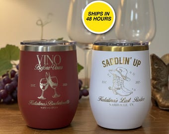 Engrave ANYTHING Wine Tumbler 12oz Custom Text Name Laser Engraved Logo Personalized Customized Photo Birthday Girls Trip Bachelorette Gift
