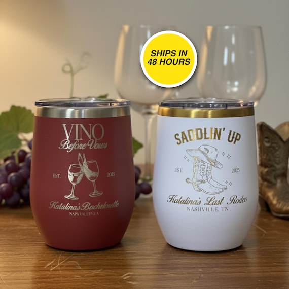 Engrave ANYTHING Wine Tumbler 12oz Custom Text Name Laser Engraved Logo Personalized Customized Photo Birthday Girls Trip Bachelorette Gift