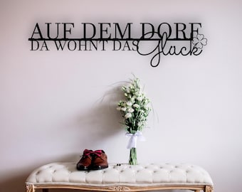 Decoración de pared | Letras de madera | La felicidad vive en el pueblo | Pasillo | Pared del salón | Letras de pared | Niño del pueblo | Letrero