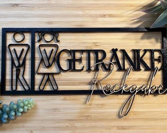 Drinks return | Bathroom | Lettering | 3D | Toilet | Wood | Wall decoration | Decoration | WC | Guest | Bath | Sign | Gifts