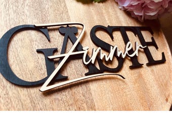 Bathroom | Lettering | 3D | Wood | Wall decoration | Door decoration | Bedroom | Guest | Guest room | Sign | Gifts | Line art