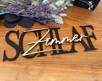 Schriftzug | 3D | Schlafzimmer | Türe | Schlafzimmertüre | Wanddekoration | Türdekoration | Gästezimmer | Türdeko | Schild I Türbeschriftung