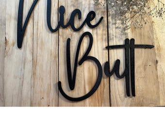 Nice Butt | Wall decoration | Bathroom | Guest WC | Lettering | Wood | Decor | Door decoration | Wooden lettering | Sign | Gift | Line art
