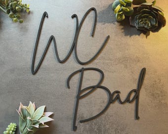 WC | Bathroom | Lettering | 3D | Toilet | Wood | Wall decoration | Door decoration | Decoration | WC | Guest | Bathroom | Sign | Gifts