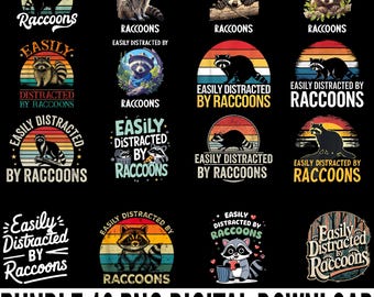 Easily Distracted by Raccoons PNG – Funny Animal Lover Cute Trash Panda Clipart