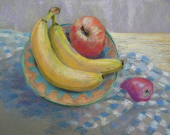 Bananas Pastel Print Still Life Acid Free Archival Ink