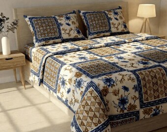 Bedsheet set 3pc contemporary spring bedding collection printed cotton flat sheet with pillowcases