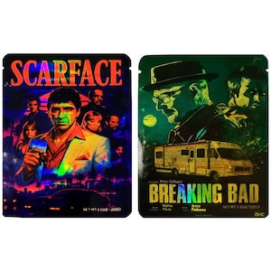 10 Calipack bags 3.5g Mylar smell proof zip lock holographic