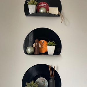 Vinyl-Wandregal, Upcycling-Schallplatten-Dekor, handgefertigtes Retro-Schwebregal