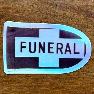 Funeral Procession Flag Sticker Holographic Vinyl Decal Durable Weatherproof Cemetery Mourning Unusual Oddity image 2