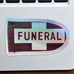 Funeral Procession Flag Sticker Holographic Vinyl Decal Durable Weatherproof Cemetery Mourning Unusual Oddity image 3