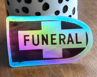 Funeral Procession Flag Sticker Holographic Vinyl Decal Durable Weatherproof Cemetery Mourning Unusual Oddity