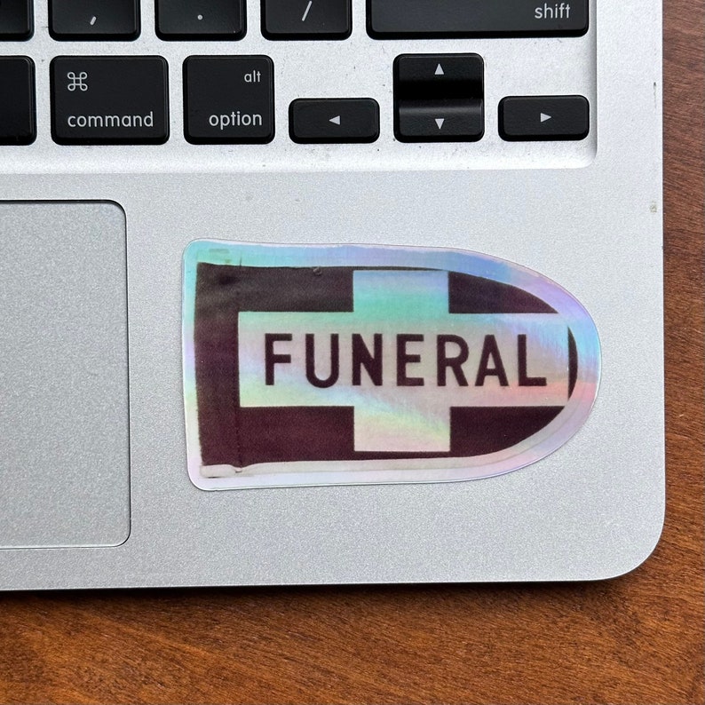 Funeral Procession Flag Sticker Holographic Vinyl Decal Durable Weatherproof Cemetery Mourning Unusual Oddity image 3