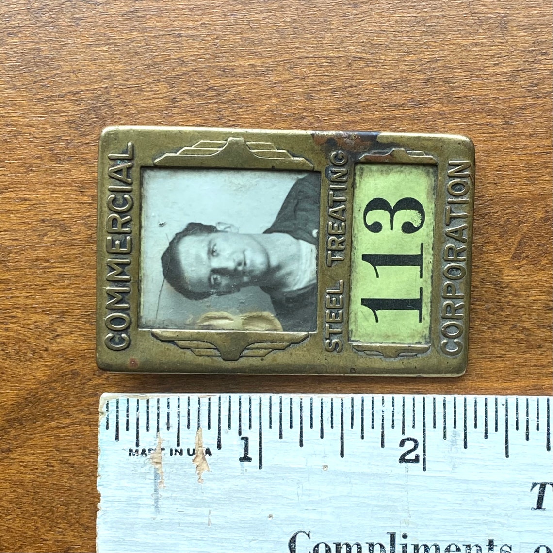 Vintage Employee Photo ID Badge Commercial Steel Treating Corp Etsy