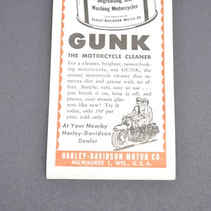 Harley Davidson Motorcycle Gunk Cleaner Original 1950s Print Advertisement image 3