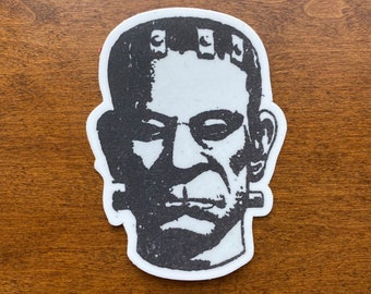 Frankenstein Decal Horror House Rubber Monster Mask Ad 3” Sticker Durable Weatherproof Comic Horror