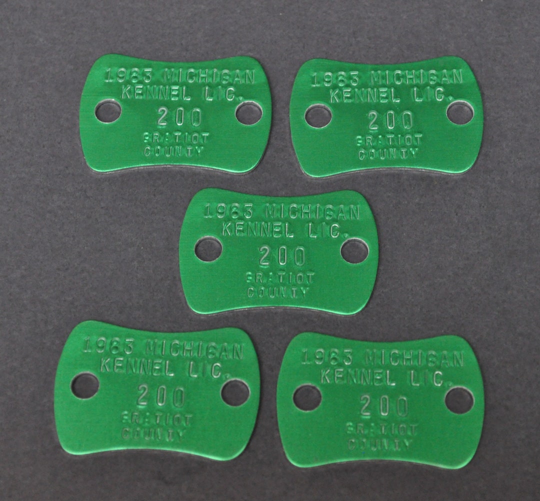 Vintage 1983 Michigan Kennel License Tags Qty of 5 Gratiot Etsy