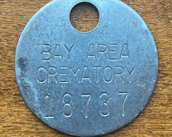 Bay Area Crematory Toe Tag Clearwater Florida ID Token Vintage Funeral Home Coin