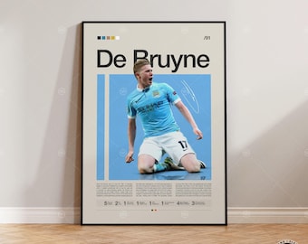 Kevin De Bruyne Poster, Manchester City Poster, Soccer Gifts, Sports Poster, Football Player Poster, Soccer Wall Art, Sports Bedroom Posters