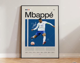 Kylian Mbappé Poster, French Footballer, Soccer Gifts, Sports Poster, Football Player Poster, Soccer Wall Art, Sports Bedroom Posters