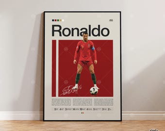 Póster de Cristiano Ronaldo, Impresión de fútbol de Portugal, Regalos de fútbol, Póster deportivo, Póster de fútbol, Arte mural de fútbol, Pósters deportivos para dormitorio