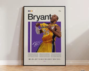 Kobe Bryant Poster, LA Lakers Poster, NBA Poster, Sport Poster, Mid Century Modern, NBA Fans, Basketball Geschenk, Sport Schlafzimmer Poster